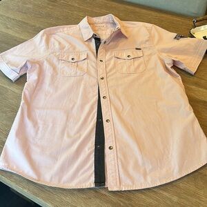 Guess Mens snap down short sleeve Pink L